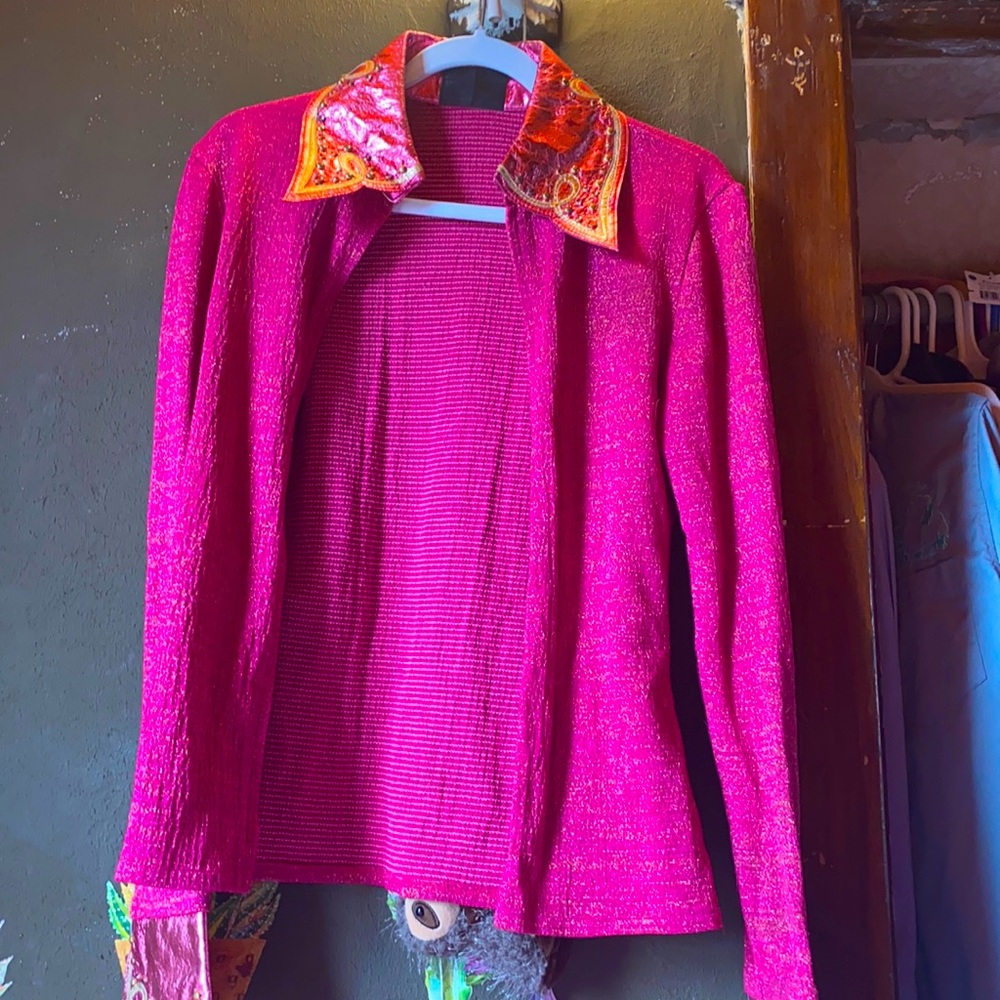 pink and gold western show shirt